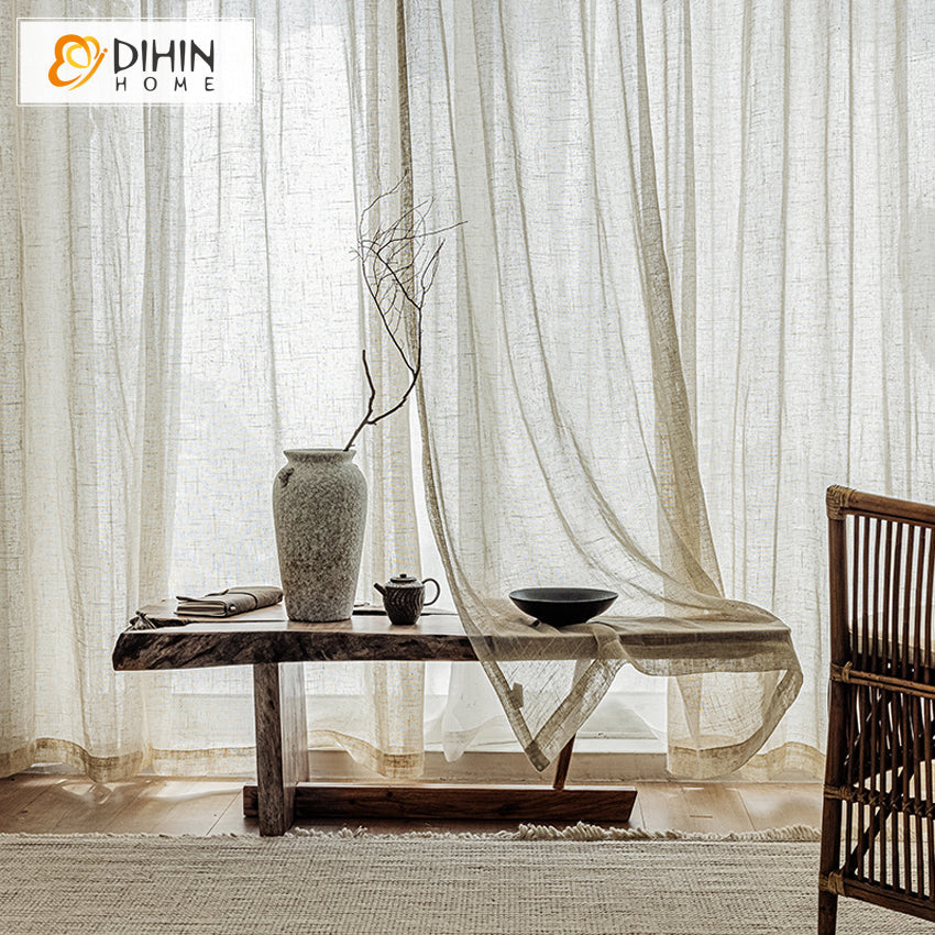 DIHIN HOME Japanese Style Plain Linen Color Sheer Curtains,Grommet Window Curtain for Living Room ,52x63-inch,1 Panel Roman Shades Curtains Window Blinds custom curtains blackout curtains curtains for living room sheer curtains curtain fabric linen curtains kitchen curtains velvet curtains pinch pleat curtains bay window curtains outdoor curtains pleated curtains floral curtains dining room curtains kitchen valances drapes for bedroom patio curtains nursery curtains grommet curtains
