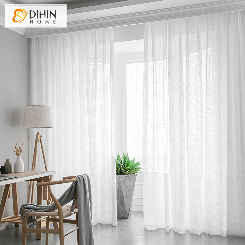 DIHIN HOME Japanese Style White Color Sheer Curtain, Grommet Window Curtain for Living Room ,52x63-inch,1 Panelriped Roman Shades Curtains Window Blinds custom curtains blackout curtains curtains for living room sheer curtains curtain fabric linen curtains kitchen curtains velvet curtains pinch pleat curtains bay window curtains outdoor curtains pleated curtains floral curtains dining room curtains kitchen valances drapes for bedroom patio curtains nursery curtains grommet curtains
