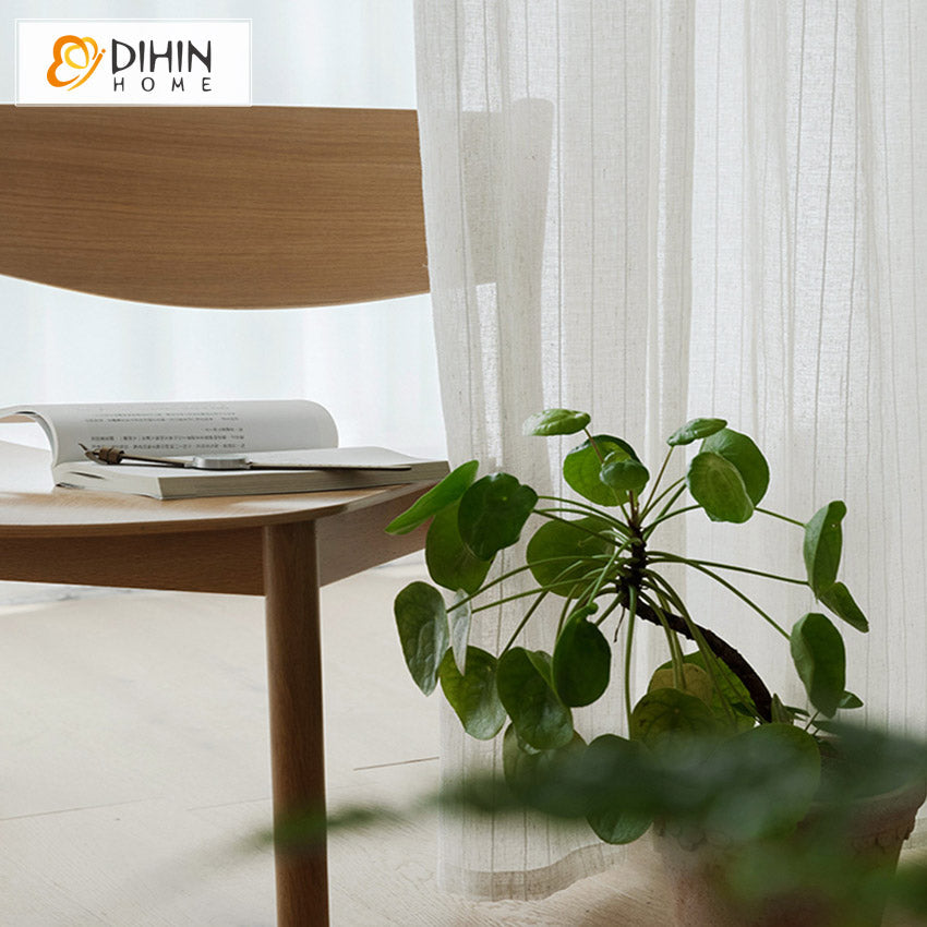 DIHIN HOME Japanese Style White Strips,Sheer Curtain, Grommet Window Curtain for Living Room ,52x63-inch,1 Panel Roman Shades Curtains Window Blinds custom curtains blackout curtains curtains for living room sheer curtains curtain fabric linen curtains kitchen curtains velvet curtains pinch pleat curtains bay window curtains outdoor curtains pleated curtains floral curtains dining room curtains kitchen valances drapes for bedroom patio curtains nursery curtains grommet curtains