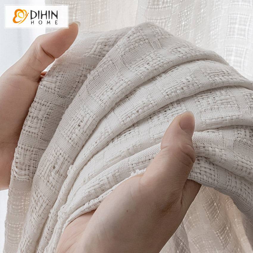 DIHIN HOME Japanese Thickened Cotton Linen Jacquard White Color,Grommet Window Sheer Curtain for Living Room ,52x63-inch,1 Panel Roman Shades Curtains Window Blinds custom curtains blackout curtains curtains for living room sheer curtains curtain fabric linen curtains kitchen curtains velvet curtains pinch pleat curtains bay window curtains outdoor curtains pleated curtains floral curtains dining room curtains kitchen valances drapes for bedroom patio curtains nursery curtains grommet curtains