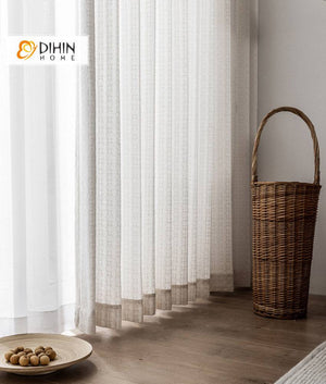DIHIN HOME Japanese Thickened Cotton Linen Jacquard White Color,Grommet Window Sheer Curtain for Living Room ,52x63-inch,1 Panel Roman Shades Curtains Window Blinds custom curtains blackout curtains curtains for living room sheer curtains curtain fabric linen curtains kitchen curtains velvet curtains pinch pleat curtains bay window curtains outdoor curtains pleated curtains floral curtains dining room curtains kitchen valances drapes for bedroom patio curtains nursery curtains grommet curtains