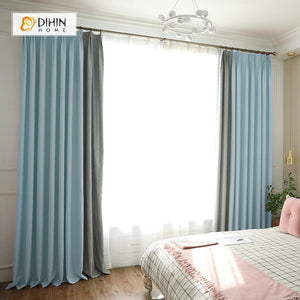 DIHIN HOME Light Blue and Grey Printed，Blackout Grommet Window Curtain for Living Room ,52x63-inch,1 Panel Roman Shades Curtains Window Blinds custom curtains blackout curtains curtains for living room sheer curtains curtain fabric linen curtains kitchen curtains velvet curtains pinch pleat curtains bay window curtains outdoor curtains pleated curtains floral curtains dining room curtains kitchen valances drapes for bedroom patio curtains nursery curtains grommet curtains