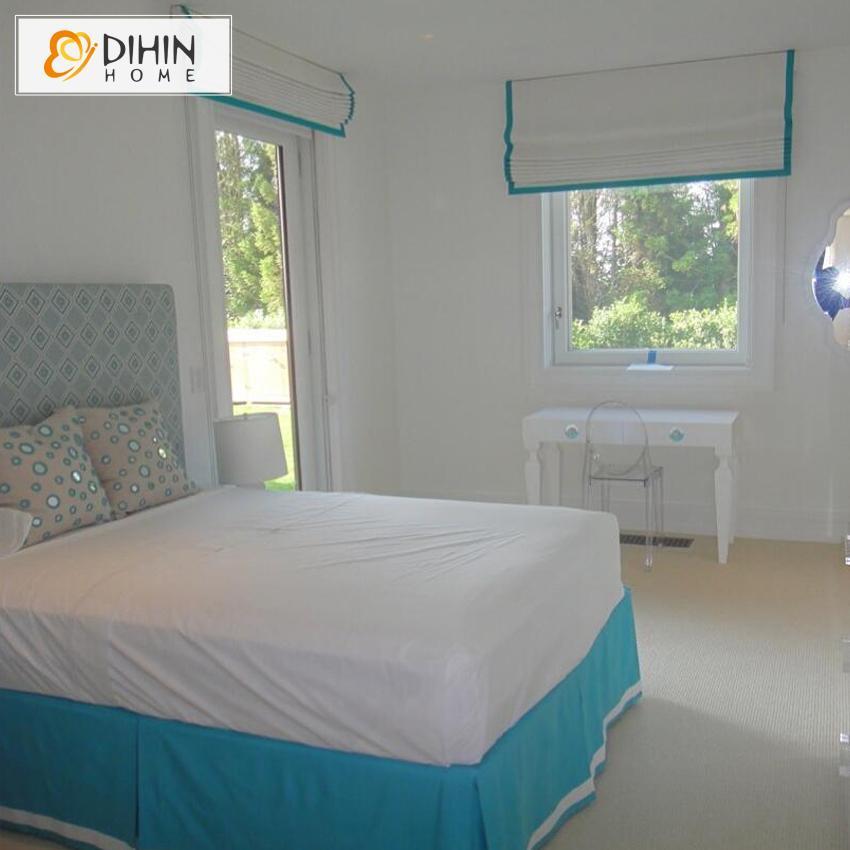DIHIN HOME Light Blue Edge Printed Roman Shades ,Easy Install Washable Curtains ,Customized Window Curtain Drape, 24"W X 64"H Roman Shades Curtains Window Blinds custom curtains blackout curtains curtains for living room sheer curtains curtain fabric linen curtains kitchen curtains velvet curtains pinch pleat curtains bay window curtains outdoor curtains pleated curtains floral curtains dining room curtains kitchen valances drapes for bedroom patio curtains nursery curtains grommet curtains