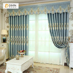 DIHIN HOME Light Blue High Quality Embroidered Valance ,Blackout Curtains Grommet Window Curtain for Living Room ,52x84-inch,1 Panel Curtains custom curtains blackout curtains curtains for living room curtain fabric linen curtains