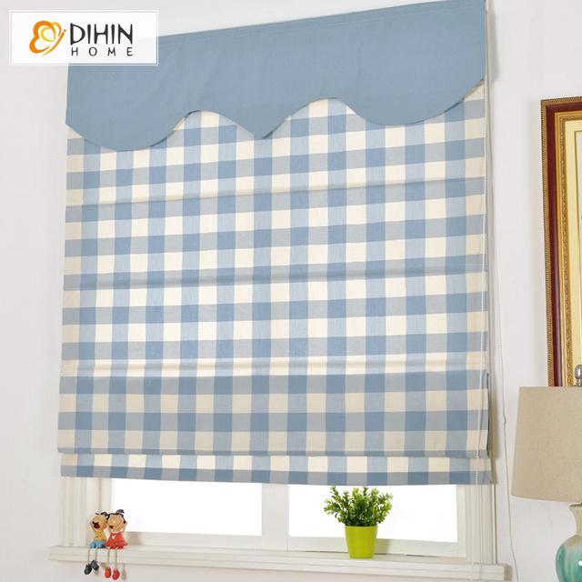 DIHIN HOME Light Blue Square Printed Roman Shades ,Easy Install Washable Curtains ,Customized Window Curtain Drape, 24"W X 64"H Roman Shades Curtains Window Blinds custom curtains blackout curtains curtains for living room sheer curtains curtain fabric linen curtains kitchen curtains velvet curtains pinch pleat curtains bay window curtains outdoor curtains pleated curtains floral curtains dining room curtains kitchen valances drapes for bedroom patio curtains nursery curtains grommet curtains