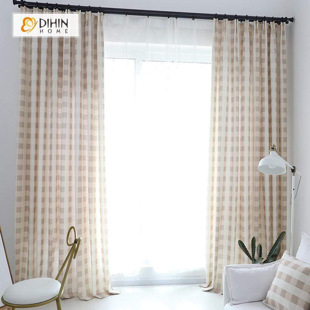 DIHIN HOME Light Color Square Printed，Blackout Grommet Window Curtain for Living Room ,52x63-inch,1 Panel Roman Shades Curtains Window Blinds custom curtains blackout curtains curtains for living room sheer curtains curtain fabric linen curtains kitchen curtains velvet curtains pinch pleat curtains bay window curtains outdoor curtains pleated curtains floral curtains dining room curtains kitchen valances drapes for bedroom patio curtains nursery curtains grommet curtains