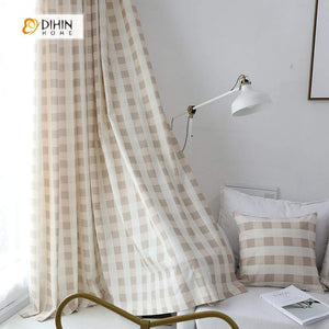 DIHIN HOME Light Color Square Printed，Blackout Grommet Window Curtain for Living Room ,52x63-inch,1 Panel Roman Shades Curtains Window Blinds custom curtains blackout curtains curtains for living room sheer curtains curtain fabric linen curtains kitchen curtains velvet curtains pinch pleat curtains bay window curtains outdoor curtains pleated curtains floral curtains dining room curtains kitchen valances drapes for bedroom patio curtains nursery curtains grommet curtains