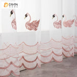 DIHIN HOME Little Swan Emboridered Sheer Curtain, Grommet Window Curtain for Living Room ,52x63-inch,1 Panelriped Roman Shades Curtains Window Blinds custom curtains blackout curtains curtains for living room sheer curtains curtain fabric linen curtains kitchen curtains velvet curtains pinch pleat curtains bay window curtains outdoor curtains pleated curtains floral curtains dining room curtains kitchen valances drapes for bedroom patio curtains nursery curtains grommet curtains