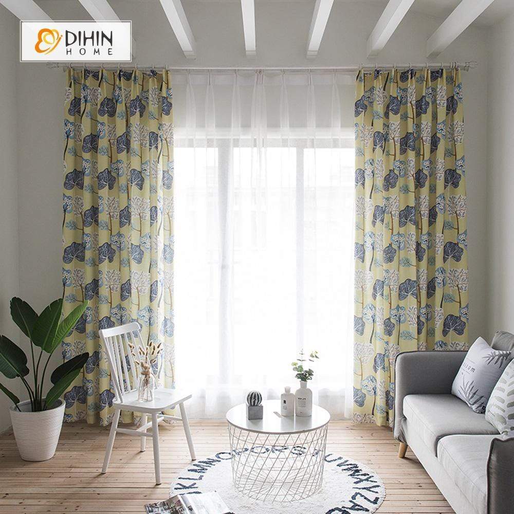 DIHIN HOME Lotus Leaves Yellow Printed，Blackout Grommet Window Curtain for Living Room ,52x63-inch,1 Panel Roman Shades Curtains Window Blinds custom curtains blackout curtains curtains for living room sheer curtains curtain fabric linen curtains kitchen curtains velvet curtains pinch pleat curtains bay window curtains outdoor curtains pleated curtains floral curtains dining room curtains kitchen valances drapes for bedroom patio curtains nursery curtains grommet curtains