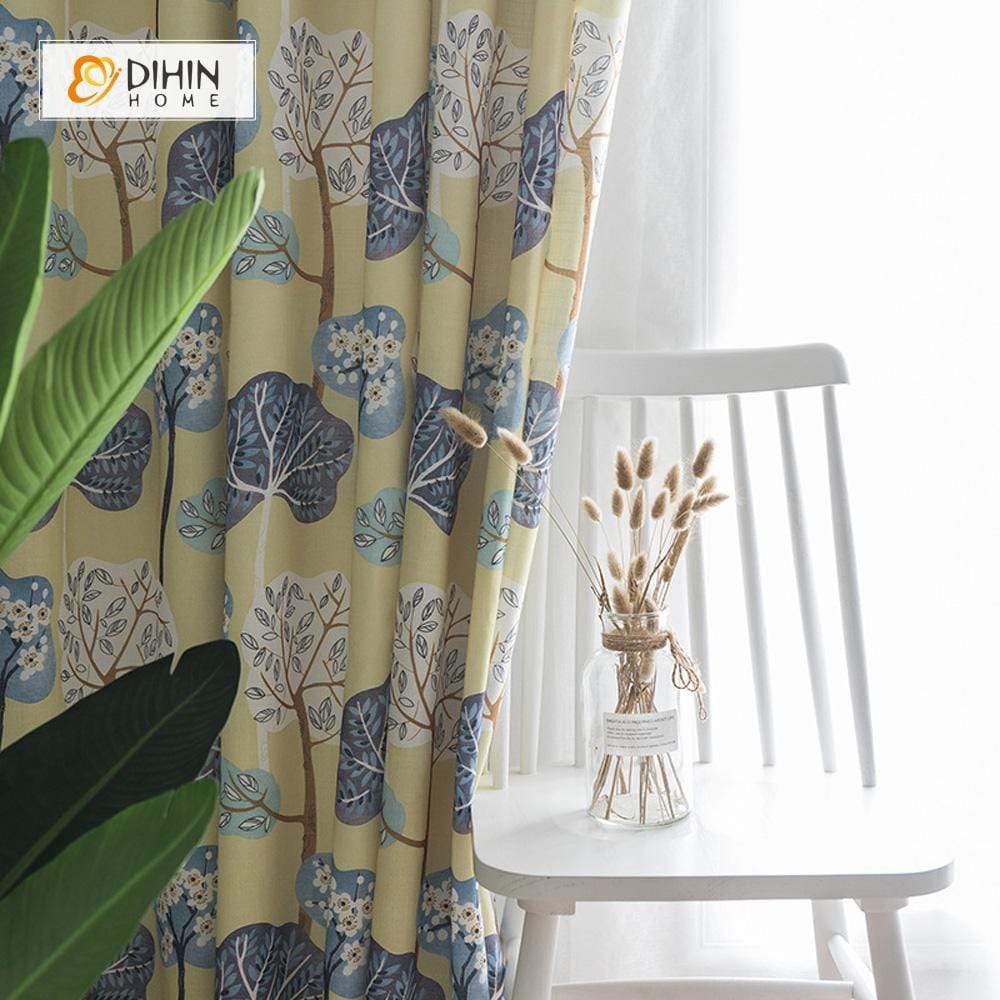 DIHIN HOME Lotus Leaves Yellow Printed，Blackout Grommet Window Curtain for Living Room ,52x63-inch,1 Panel Roman Shades Curtains Window Blinds custom curtains blackout curtains curtains for living room sheer curtains curtain fabric linen curtains kitchen curtains velvet curtains pinch pleat curtains bay window curtains outdoor curtains pleated curtains floral curtains dining room curtains kitchen valances drapes for bedroom patio curtains nursery curtains grommet curtains