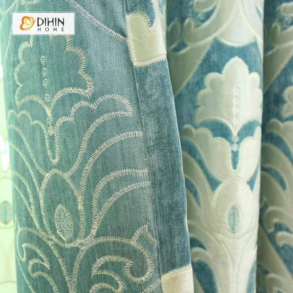 DIHIN HOME Luxurious Velvet Embroidered Valance ,Blackout Curtains Grommet Window Curtain for Living Room ,52x84-inch,1 Panel Curtains custom curtains blackout curtains curtains for living room curtain fabric linen curtains