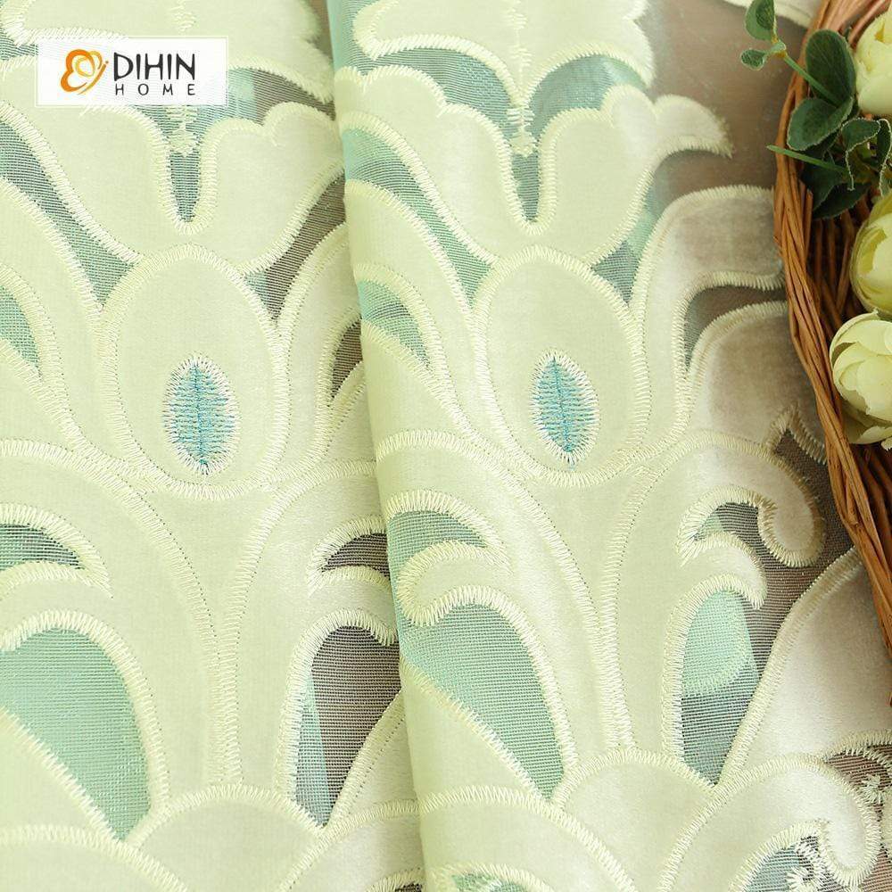 DIHIN HOME Luxurious Velvet Embroidered Valance ,Blackout Curtains Grommet Window Curtain for Living Room ,52x84-inch,1 Panel Curtains custom curtains blackout curtains curtains for living room curtain fabric linen curtains