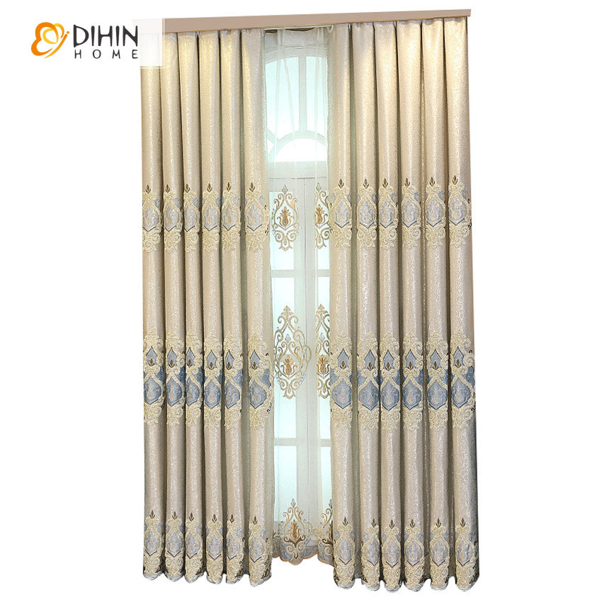 DIHIN HOME Luxury Beige Color Embroideried Valance ,Blackout Curtains Grommet Window Curtain for Living Room ,52x84-inch,1 Panel Roman Shades Curtains Window Blinds custom curtains blackout curtains curtains for living room sheer curtains curtain fabric linen curtains kitchen curtains velvet curtains pinch pleat curtains bay window curtains outdoor curtains pleated curtains floral curtains dining room curtains kitchen valances drapes for bedroom patio curtains nursery curtains grommet curtains