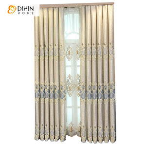 DIHIN HOME Luxury Beige Color Embroideried Valance ,Blackout Curtains Grommet Window Curtain for Living Room ,52x84-inch,1 Panel Roman Shades Curtains Window Blinds custom curtains blackout curtains curtains for living room sheer curtains curtain fabric linen curtains kitchen curtains velvet curtains pinch pleat curtains bay window curtains outdoor curtains pleated curtains floral curtains dining room curtains kitchen valances drapes for bedroom patio curtains nursery curtains grommet curtains