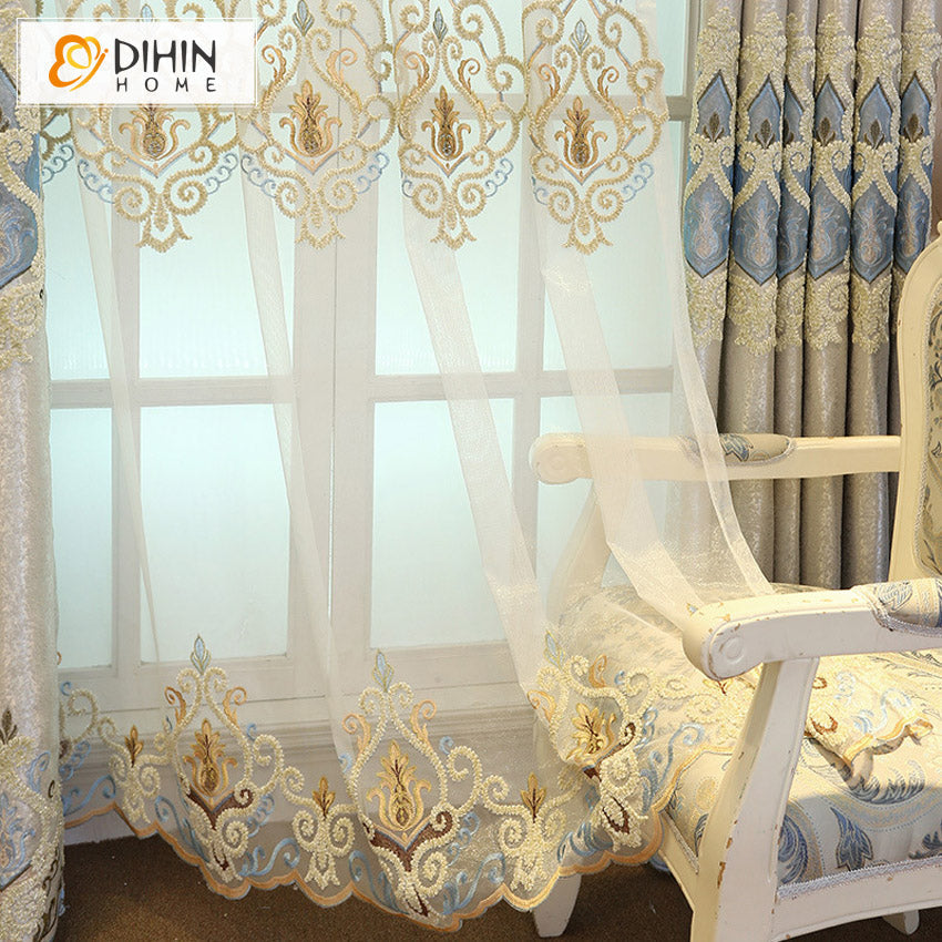 DIHIN HOME Luxury Beige Color Embroideried Valance ,Blackout Curtains Grommet Window Curtain for Living Room ,52x84-inch,1 Panel Roman Shades Curtains Window Blinds custom curtains blackout curtains curtains for living room sheer curtains curtain fabric linen curtains kitchen curtains velvet curtains pinch pleat curtains bay window curtains outdoor curtains pleated curtains floral curtains dining room curtains kitchen valances drapes for bedroom patio curtains nursery curtains grommet curtains