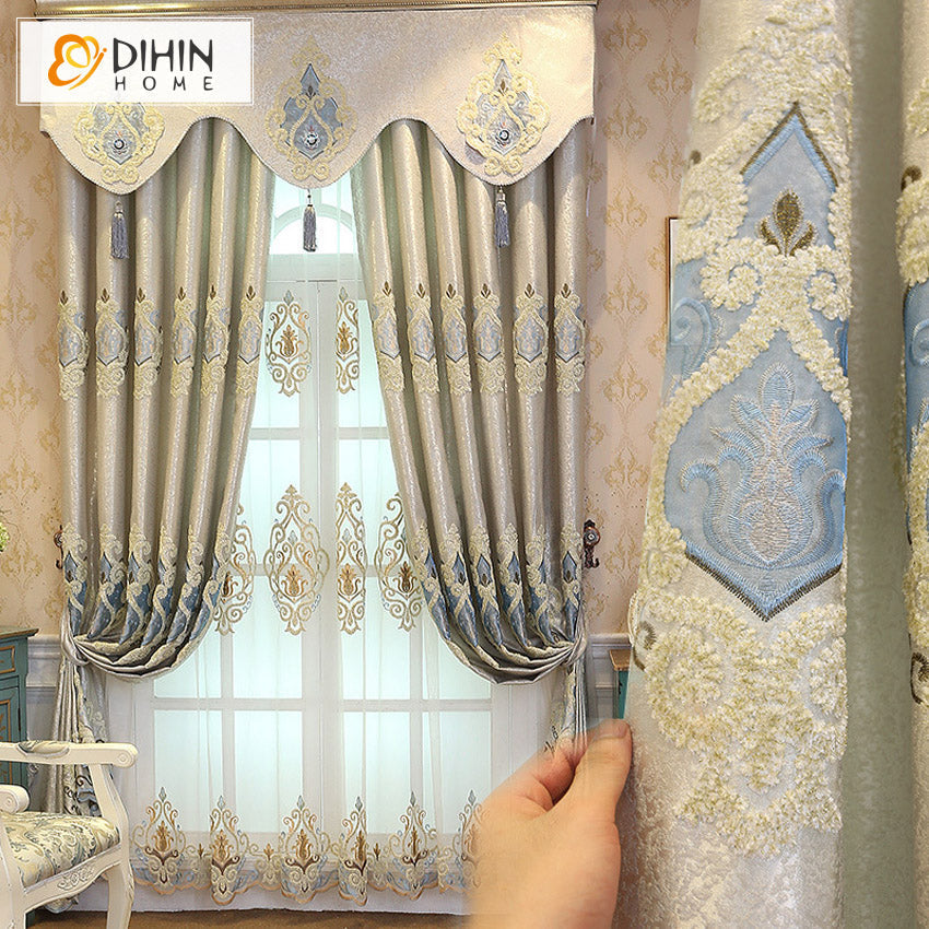 DIHIN HOME Luxury Beige Color Embroideried Valance ,Blackout Curtains Grommet Window Curtain for Living Room ,52x84-inch,1 Panel Roman Shades Curtains Window Blinds custom curtains blackout curtains curtains for living room sheer curtains curtain fabric linen curtains kitchen curtains velvet curtains pinch pleat curtains bay window curtains outdoor curtains pleated curtains floral curtains dining room curtains kitchen valances drapes for bedroom patio curtains nursery curtains grommet curtains