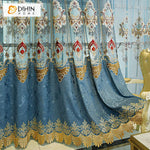 DIHIN HOME Luxury Blue Color Embroidered Valance ,Blackout Curtains Grommet Window Curtain for Living Room ,52x84-inch,1 Panel Roman Shades Curtains Window Blinds custom curtains blackout curtains curtains for living room sheer curtains curtain fabric linen curtains kitchen curtains velvet curtains pinch pleat curtains bay window curtains outdoor curtains pleated curtains floral curtains dining room curtains kitchen valances drapes for bedroom patio curtains nursery curtains grommet curtains