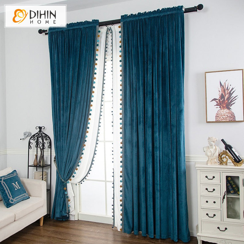 DIHIN HOME Luxury Blue Color Velvet Curtains,Blackout Grommet Window Curtain for Living Room ,52x63-inch,1 Panel Roman Shades Curtains Window Blinds custom curtains blackout curtains curtains for living room sheer curtains curtain fabric linen curtains kitchen curtains velvet curtains pinch pleat curtains bay window curtains outdoor curtains pleated curtains floral curtains dining room curtains kitchen valances drapes for bedroom patio curtains nursery curtains grommet curtains