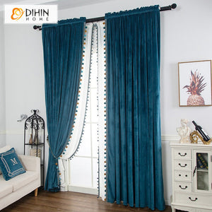 DIHIN HOME Luxury Blue Color Velvet Curtains,Blackout Grommet Window Curtain for Living Room ,52x63-inch,1 Panel Roman Shades Curtains Window Blinds custom curtains blackout curtains curtains for living room sheer curtains curtain fabric linen curtains kitchen curtains velvet curtains pinch pleat curtains bay window curtains outdoor curtains pleated curtains floral curtains dining room curtains kitchen valances drapes for bedroom patio curtains nursery curtains grommet curtains