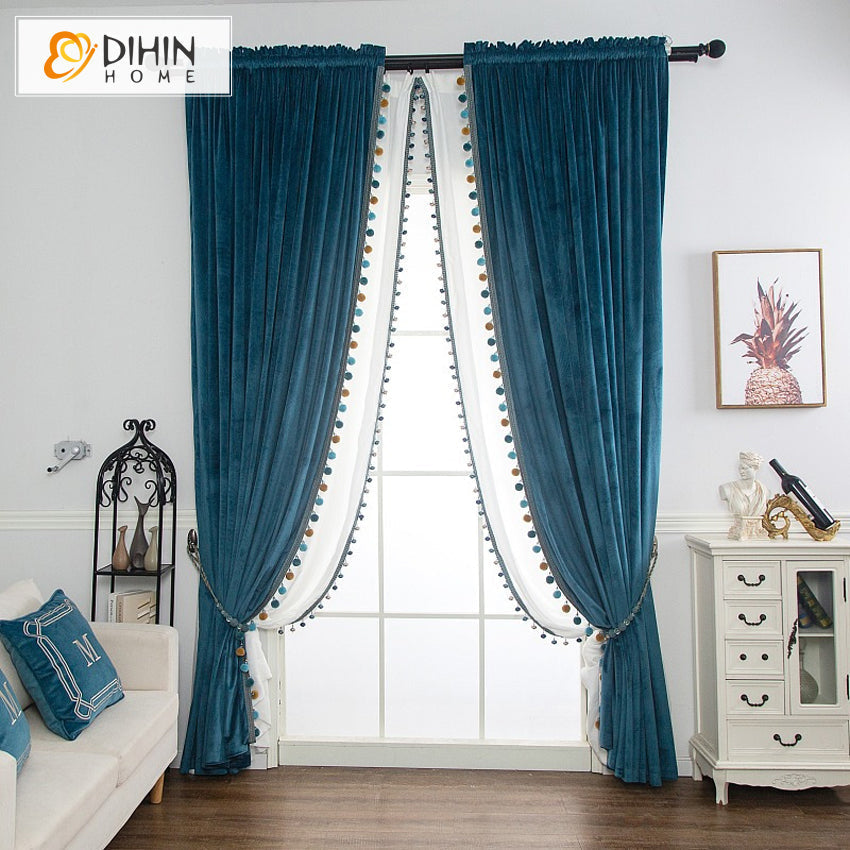 DIHIN HOME Luxury Blue Color Velvet Curtains,Blackout Grommet Window Curtain for Living Room ,52x63-inch,1 Panel Roman Shades Curtains Window Blinds custom curtains blackout curtains curtains for living room sheer curtains curtain fabric linen curtains kitchen curtains velvet curtains pinch pleat curtains bay window curtains outdoor curtains pleated curtains floral curtains dining room curtains kitchen valances drapes for bedroom patio curtains nursery curtains grommet curtains