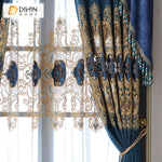 DIHIN HOME Luxury Blue Color Window Drapes Embroidered Valance ,Blackout Curtains Grommet Window Curtain for Living Room ,52x84-inch,1 Panel Roman Shades Curtains Window Blinds custom curtains blackout curtains curtains for living room sheer curtains curtain fabric linen curtains kitchen curtains velvet curtains pinch pleat curtains bay window curtains outdoor curtains pleated curtains floral curtains dining room curtains kitchen valances drapes for bedroom patio curtains nursery curtains grommet curtains