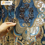 DIHIN HOME Luxury Blue Color Window Drapes Embroidered Valance ,Blackout Curtains Grommet Window Curtain for Living Room ,52x84-inch,1 Panel Roman Shades Curtains Window Blinds custom curtains blackout curtains curtains for living room sheer curtains curtain fabric linen curtains kitchen curtains velvet curtains pinch pleat curtains bay window curtains outdoor curtains pleated curtains floral curtains dining room curtains kitchen valances drapes for bedroom patio curtains nursery curtains grommet curtains