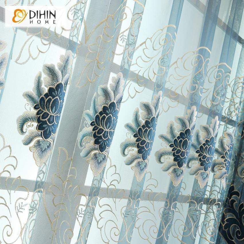 DIHIN HOME Luxury Blue Embroidered Valance ,Blackout Curtains Grommet Window Curtain for Living Room ,52x90-inch,1 Panel Roman Shades Curtains Window Blinds custom curtains blackout curtains curtains for living room sheer curtains curtain fabric linen curtains kitchen curtains velvet curtains pinch pleat curtains bay window curtains outdoor curtains pleated curtains floral curtains dining room curtains kitchen valances drapes for bedroom patio curtains nursery curtains grommet curtains