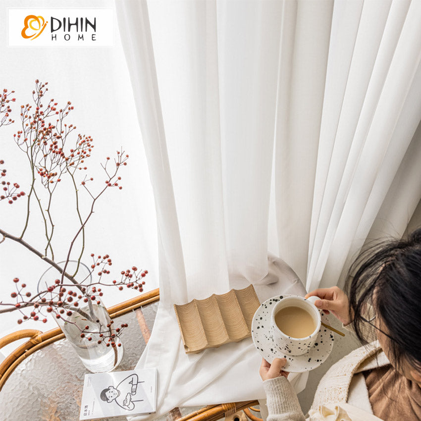 DIHIN HOME Luxury Chiffon Yarn White Color,Grommet Window Sheer Curtain for Living Room ,52x63-inch,1 Panel Roman Shades Curtains Window Blinds custom curtains blackout curtains curtains for living room sheer curtains curtain fabric linen curtains kitchen curtains velvet curtains pinch pleat curtains bay window curtains outdoor curtains pleated curtains floral curtains dining room curtains kitchen valances drapes for bedroom patio curtains nursery curtains grommet curtains
