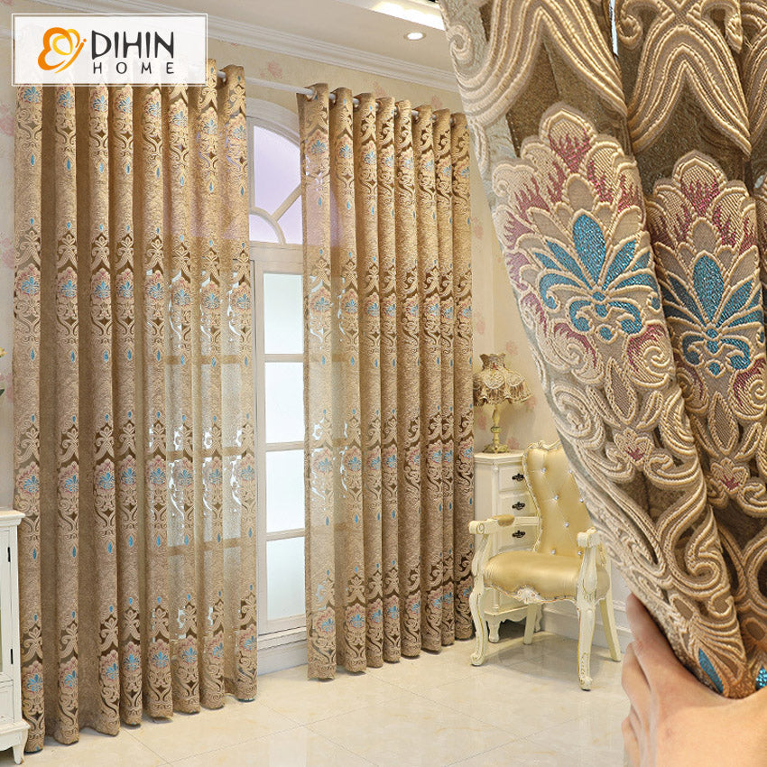 DIHIN HOME Luxury Coffee Color Embroidered Sheer Curtain,Grommet Window Curtain for Living Room ,52x63-inch,1 Panel Roman Shades Curtains Window Blinds custom curtains blackout curtains curtains for living room sheer curtains curtain fabric linen curtains kitchen curtains velvet curtains pinch pleat curtains bay window curtains outdoor curtains pleated curtains floral curtains dining room curtains kitchen valances drapes for bedroom patio curtains nursery curtains grommet curtains