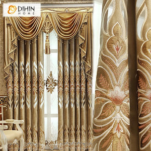 DIHIN HOME Luxury Embroidery Valance ,Blackout Curtains Grommet Window Curtain for Living Room ,52x90-inch,1 Panel Roman Shades Curtains Window Blinds custom curtains blackout curtains curtains for living room sheer curtains curtain fabric linen curtains kitchen curtains velvet curtains pinch pleat curtains bay window curtains outdoor curtains pleated curtains floral curtains dining room curtains kitchen valances drapes for bedroom patio curtains nursery curtains grommet curtains