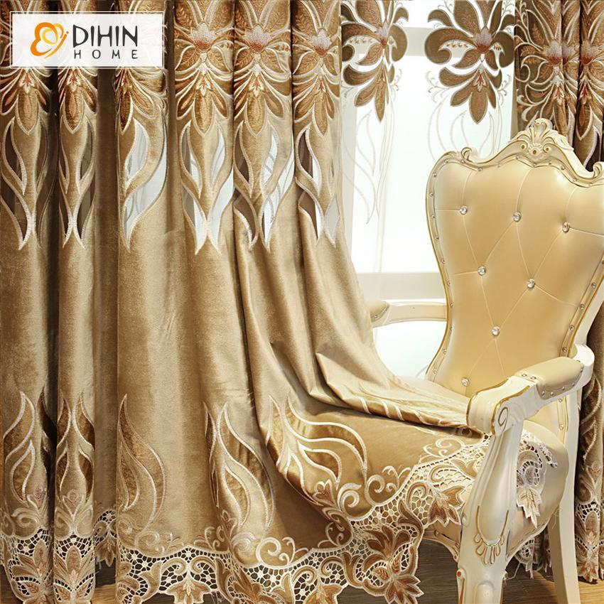 DIHIN HOME Luxury Embroidery Valance ,Blackout Curtains Grommet Window Curtain for Living Room ,52x90-inch,1 Panel Roman Shades Curtains Window Blinds custom curtains blackout curtains curtains for living room sheer curtains curtain fabric linen curtains kitchen curtains velvet curtains pinch pleat curtains bay window curtains outdoor curtains pleated curtains floral curtains dining room curtains kitchen valances drapes for bedroom patio curtains nursery curtains grommet curtains
