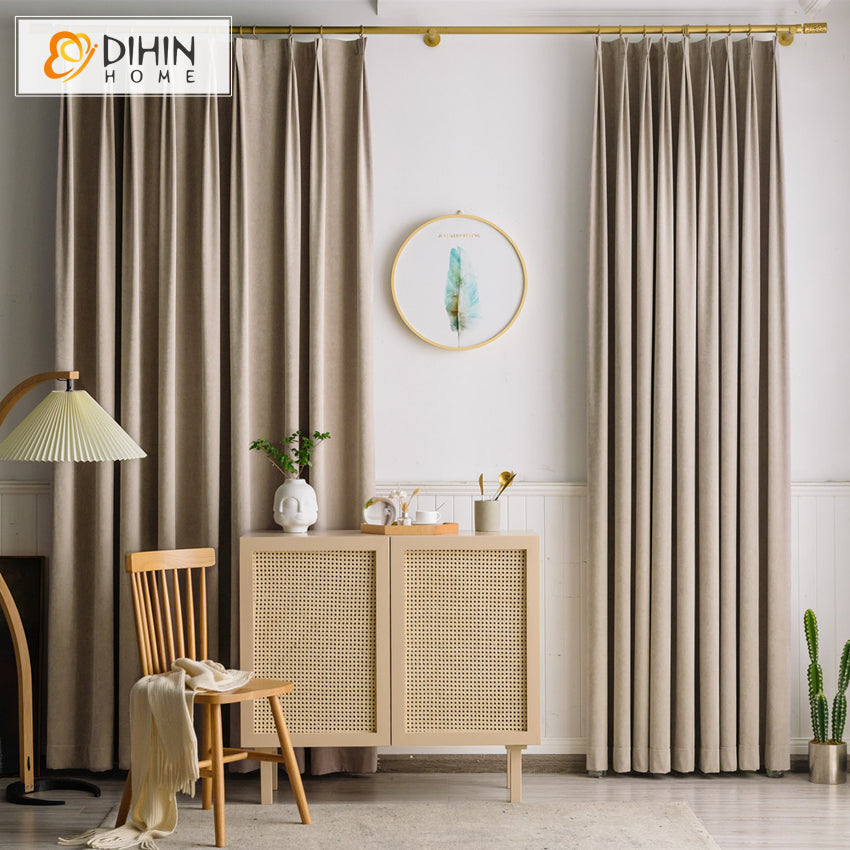 DIHIN HOME Luxury Euroean Velvet Fabric Beige Curtains,Blackout Grommet Window Curtain for Living Room ,52x63-inch,1 Panel Roman Shades Curtains Window Blinds custom curtains blackout curtains curtains for living room sheer curtains curtain fabric linen curtains kitchen curtains velvet curtains pinch pleat curtains bay window curtains outdoor curtains pleated curtains floral curtains dining room curtains kitchen valances drapes for bedroom patio curtains nursery curtains grommet curtains