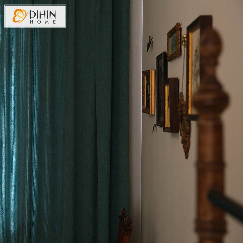 DIHIN HOME Luxury Euroean Vintage Dark Green Curtains,Blackout Grommet Window Curtain for Living Room ,52x63-inch,1 Panel Roman Shades Curtains Window Blinds custom curtains blackout curtains curtains for living room sheer curtains curtain fabric linen curtains kitchen curtains velvet curtains pinch pleat curtains bay window curtains outdoor curtains pleated curtains floral curtains dining room curtains kitchen valances drapes for bedroom patio curtains nursery curtains grommet curtains