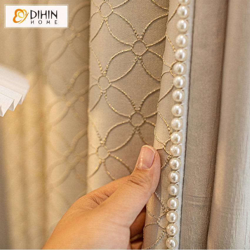 DIHIN HOME Luxury European Curtains With Pearl Lace,Blackout Grommet Window Curtain for Living Room ,52x63-inch,1 Panel Roman Shades Curtains Window Blinds custom curtains blackout curtains curtains for living room sheer curtains curtain fabric linen curtains kitchen curtains velvet curtains pinch pleat curtains bay window curtains outdoor curtains pleated curtains floral curtains dining room curtains kitchen valances drapes for bedroom patio curtains nursery curtains grommet curtains