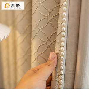 DIHIN HOME Luxury European Curtains With Pearl Lace,Blackout Grommet Window Curtain for Living Room ,52x63-inch,1 Panel Roman Shades Curtains Window Blinds custom curtains blackout curtains curtains for living room sheer curtains curtain fabric linen curtains kitchen curtains velvet curtains pinch pleat curtains bay window curtains outdoor curtains pleated curtains floral curtains dining room curtains kitchen valances drapes for bedroom patio curtains nursery curtains grommet curtains