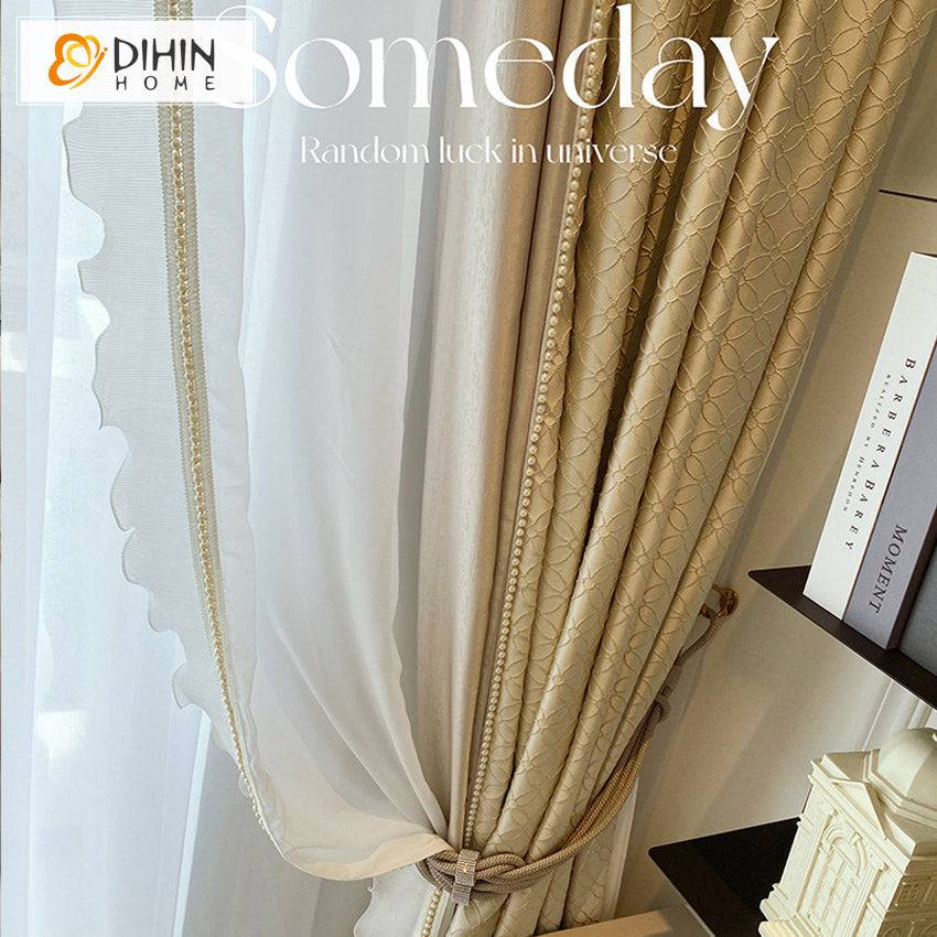 DIHIN HOME Luxury European Curtains With Pearl Lace,Blackout Grommet Window Curtain for Living Room ,52x63-inch,1 Panel Roman Shades Curtains Window Blinds custom curtains blackout curtains curtains for living room sheer curtains curtain fabric linen curtains kitchen curtains velvet curtains pinch pleat curtains bay window curtains outdoor curtains pleated curtains floral curtains dining room curtains kitchen valances drapes for bedroom patio curtains nursery curtains grommet curtains