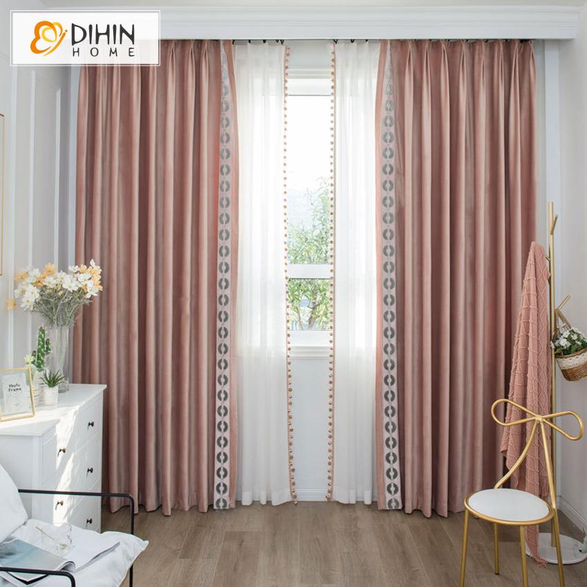 DIHIN HOME Luxury European Velvet Cloth Pink Color Customized Curtains,Blackout Grommet Window Curtain for Living Room ,52x63-inch,1 Panel Roman Shades Curtains Window Blinds custom curtains blackout curtains curtains for living room sheer curtains curtain fabric linen curtains kitchen curtains velvet curtains pinch pleat curtains bay window curtains outdoor curtains pleated curtains floral curtains dining room curtains kitchen valances drapes for bedroom patio curtains nursery curtains grommet curtains