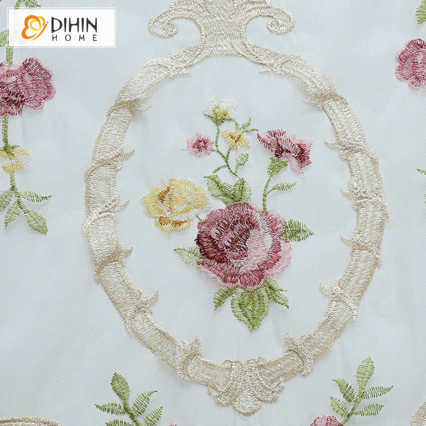 DIHIN HOME Luxury Flowers Emboridered,Sheer Curtain, Grommet Window Curtain for Living Room ,52x63-inch,1 Panel Roman Shades Curtains Window Blinds custom curtains blackout curtains curtains for living room sheer curtains curtain fabric linen curtains kitchen curtains velvet curtains pinch pleat curtains bay window curtains outdoor curtains pleated curtains floral curtains dining room curtains kitchen valances drapes for bedroom patio curtains nursery curtains grommet curtains