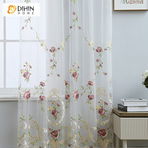 DIHIN HOME Luxury Flowers Emboridered,Sheer Curtain, Grommet Window Curtain for Living Room ,52x63-inch,1 Panel Roman Shades Curtains Window Blinds custom curtains blackout curtains curtains for living room sheer curtains curtain fabric linen curtains kitchen curtains velvet curtains pinch pleat curtains bay window curtains outdoor curtains pleated curtains floral curtains dining room curtains kitchen valances drapes for bedroom patio curtains nursery curtains grommet curtains