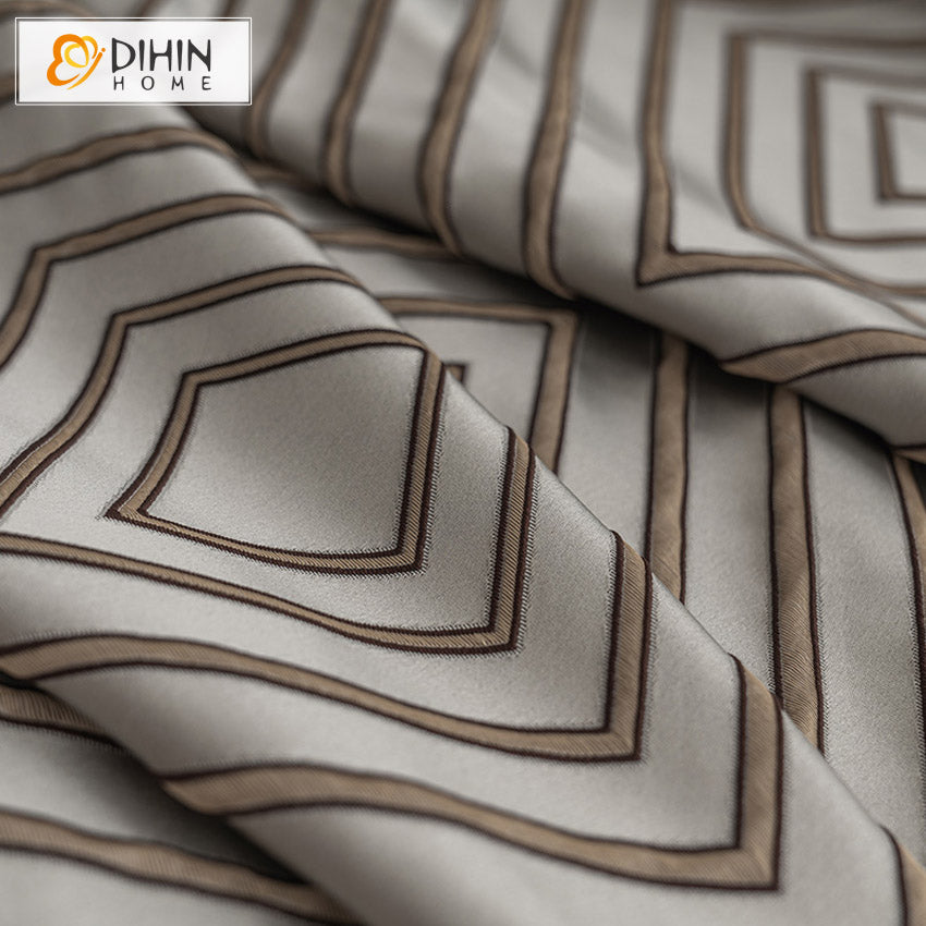 DIHIN HOME Luxury Geometric Striped Jacquard,Blackout Grommet Window Curtain for Living Room ,52x63-inch,1 Panel Roman Shades Curtains Window Blinds custom curtains blackout curtains curtains for living room sheer curtains curtain fabric linen curtains kitchen curtains velvet curtains pinch pleat curtains bay window curtains outdoor curtains pleated curtains floral curtains dining room curtains kitchen valances drapes for bedroom patio curtains nursery curtains grommet curtains
