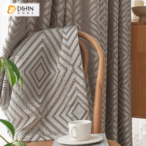 DIHIN HOME Luxury Geometric Striped Jacquard,Blackout Grommet Window Curtain for Living Room ,52x63-inch,1 Panel Roman Shades Curtains Window Blinds custom curtains blackout curtains curtains for living room sheer curtains curtain fabric linen curtains kitchen curtains velvet curtains pinch pleat curtains bay window curtains outdoor curtains pleated curtains floral curtains dining room curtains kitchen valances drapes for bedroom patio curtains nursery curtains grommet curtains