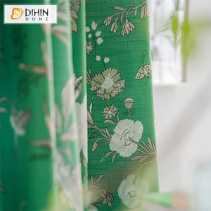 DIHIN HOME Luxury Green Color Printed,Blackout Grommet Window Curtain for Living Room ,52x63-inch,1 Panel Roman Shades Curtains Window Blinds custom curtains blackout curtains curtains for living room sheer curtains curtain fabric linen curtains kitchen curtains velvet curtains pinch pleat curtains bay window curtains outdoor curtains pleated curtains floral curtains dining room curtains kitchen valances drapes for bedroom patio curtains nursery curtains grommet curtains