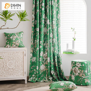 DIHIN HOME Luxury Green Color Printed,Blackout Grommet Window Curtain for Living Room ,52x63-inch,1 Panel Roman Shades Curtains Window Blinds custom curtains blackout curtains curtains for living room sheer curtains curtain fabric linen curtains kitchen curtains velvet curtains pinch pleat curtains bay window curtains outdoor curtains pleated curtains floral curtains dining room curtains kitchen valances drapes for bedroom patio curtains nursery curtains grommet curtains