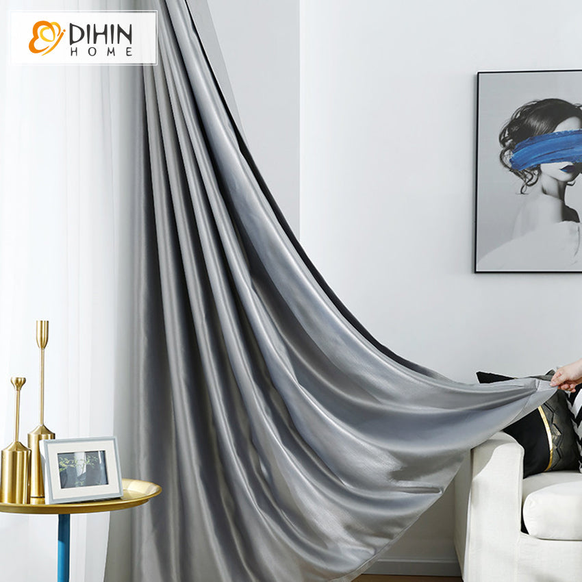 DIHIN HOME Luxury Grey Color Jacquard,Blackout Grommet Window Curtain for Living Room ,52x63-inch,1 Panel Roman Shades Curtains Window Blinds custom curtains blackout curtains curtains for living room sheer curtains curtain fabric linen curtains kitchen curtains velvet curtains pinch pleat curtains bay window curtains outdoor curtains pleated curtains floral curtains dining room curtains kitchen valances drapes for bedroom patio curtains nursery curtains grommet curtains