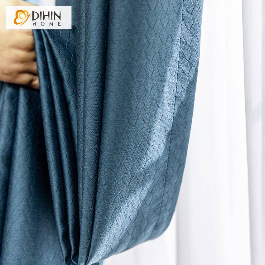 DIHIN HOME Luxury High Quality Blue Geometry Jacquard,Blackout Grommet Window Curtain for Living Room ,52x63-inch,1 Panel Roman Shades Curtains Window Blinds custom curtains blackout curtains curtains for living room sheer curtains curtain fabric linen curtains kitchen curtains velvet curtains pinch pleat curtains bay window curtains outdoor curtains pleated curtains floral curtains dining room curtains kitchen valances drapes for bedroom patio curtains nursery curtains grommet curtains