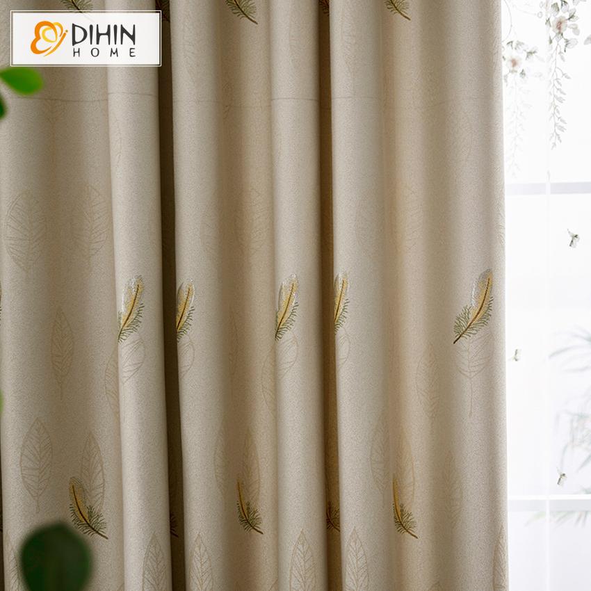DIHIN HOME Luxury High Quality High-precision Embroidered Feather Curtain,Blackout Curtains Grommet Window Curtain for Living Room ,52x84-inch,1 Panel Roman Shades Curtains Window Blinds custom curtains blackout curtains curtains for living room sheer curtains curtain fabric linen curtains kitchen curtains velvet curtains pinch pleat curtains bay window curtains outdoor curtains pleated curtains floral curtains dining room curtains kitchen valances drapes for bedroom patio curtains nursery curtains grommet 
