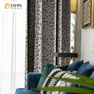 DIHIN HOME Luxury Leopard Jacquard,Half Blackout Grommet Window Curtain for Living Room Roman Shades Curtains Window Blinds custom curtains blackout curtains curtains for living room sheer curtains curtain fabric linen curtains kitchen curtains velvet curtains pinch pleat curtains bay window curtains outdoor curtains pleated curtains floral curtains dining room curtains kitchen valances drapes for bedroom patio curtains nursery curtains grommet curtains