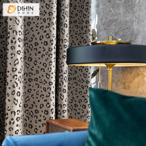 DIHIN HOME Luxury Leopard Jacquard,Half Blackout Grommet Window Curtain for Living Room Roman Shades Curtains Window Blinds custom curtains blackout curtains curtains for living room sheer curtains curtain fabric linen curtains kitchen curtains velvet curtains pinch pleat curtains bay window curtains outdoor curtains pleated curtains floral curtains dining room curtains kitchen valances drapes for bedroom patio curtains nursery curtains grommet curtains