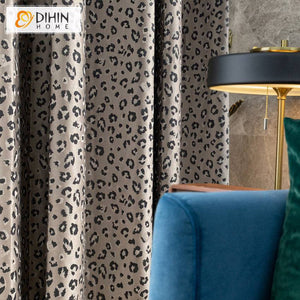 DIHIN HOME Luxury Leopard Jacquard,Half Blackout Grommet Window Curtain for Living Room Roman Shades Curtains Window Blinds custom curtains blackout curtains curtains for living room sheer curtains curtain fabric linen curtains kitchen curtains velvet curtains pinch pleat curtains bay window curtains outdoor curtains pleated curtains floral curtains dining room curtains kitchen valances drapes for bedroom patio curtains nursery curtains grommet curtains