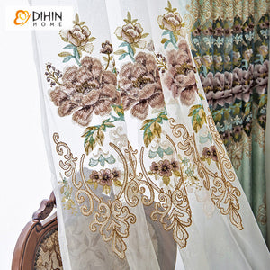 DIHIN HOME Luxury Roral Green Color Embroidered Curtains,Blackout Grommet Window Curtain for Living Room ,52x84-inch,1 Panel Roman Shades Curtains Window Blinds custom curtains blackout curtains curtains for living room sheer curtains curtain fabric linen curtains kitchen curtains velvet curtains pinch pleat curtains bay window curtains outdoor curtains pleated curtains floral curtains dining room curtains kitchen valances drapes for bedroom patio curtains nursery curtains grommet curtains
